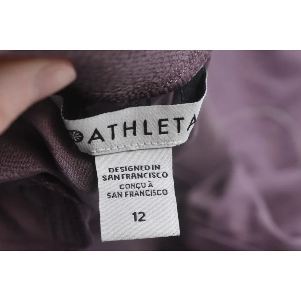 Athleta Pants Womens 12 Purple Wide Leg Ankle Stretch Travel Lightweight Pleated - Picture 6 of 9